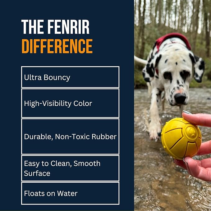 Fenrir High Bouncing Durable Yellow Rubber Knattle Dog Ball Perfect for Fetch and Recall 2.5 Inch Diameter Toy